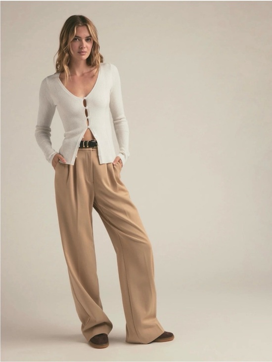 Favorite Daughter Pants - Favorite Daughter The Favorite Pant Size 8 Beige Wide Leg Minimal Work City Chic